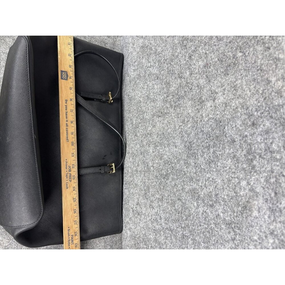 Michael Kors Tote Bag Womens Large Black Leather MK Logo Charm Shoulder Purse - Picture 8 of 11